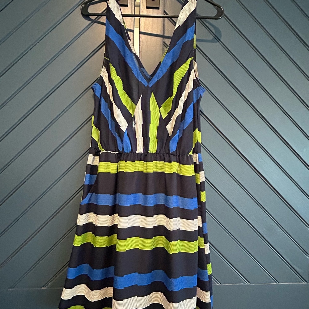 Peppermint Blue and Yellow Sleeveless Sundress